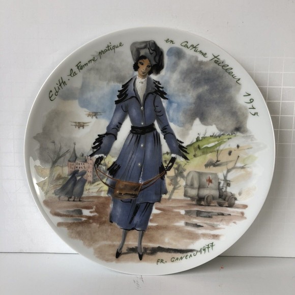 Vintage 1977 D'Arceau Limoges Collectors Plate “Edith La Femme Pratique 1915” - Picture 3 of 6